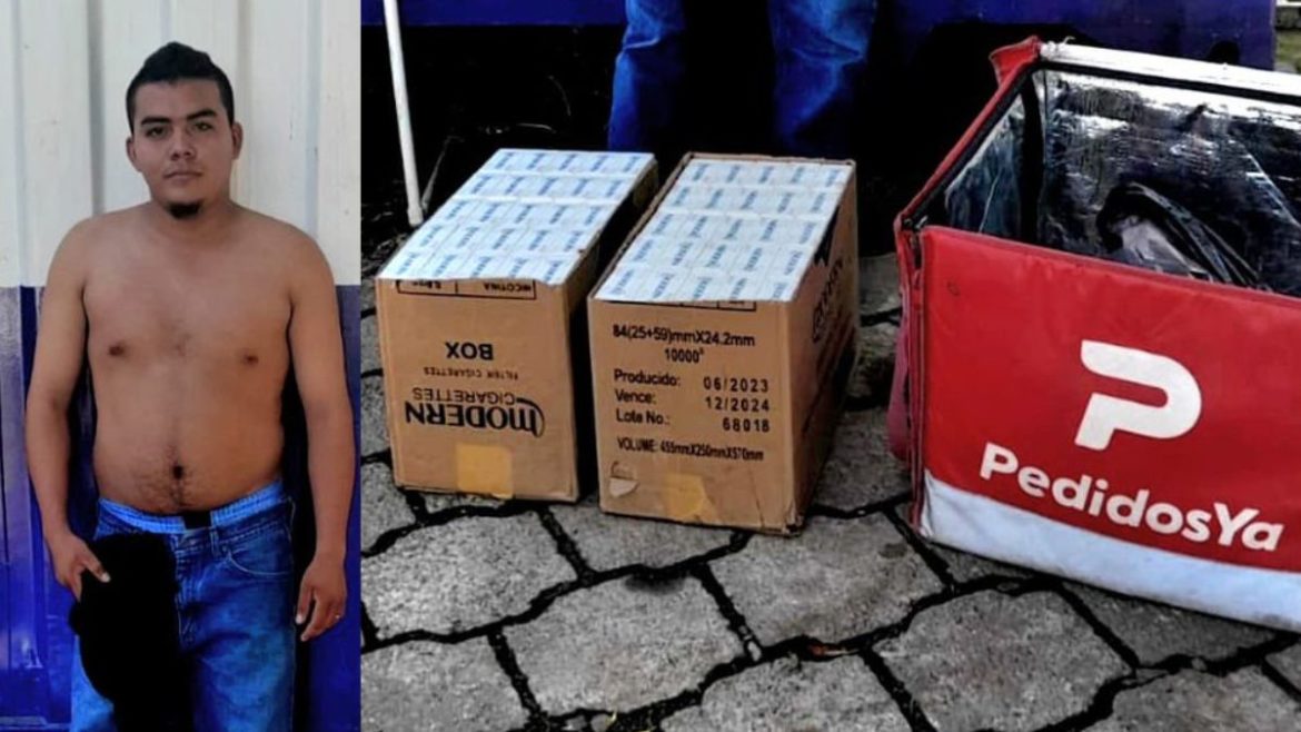 Capturan a hombre con medio centenar de paquetes de cigarrillos de contrabando en Santa Ana
