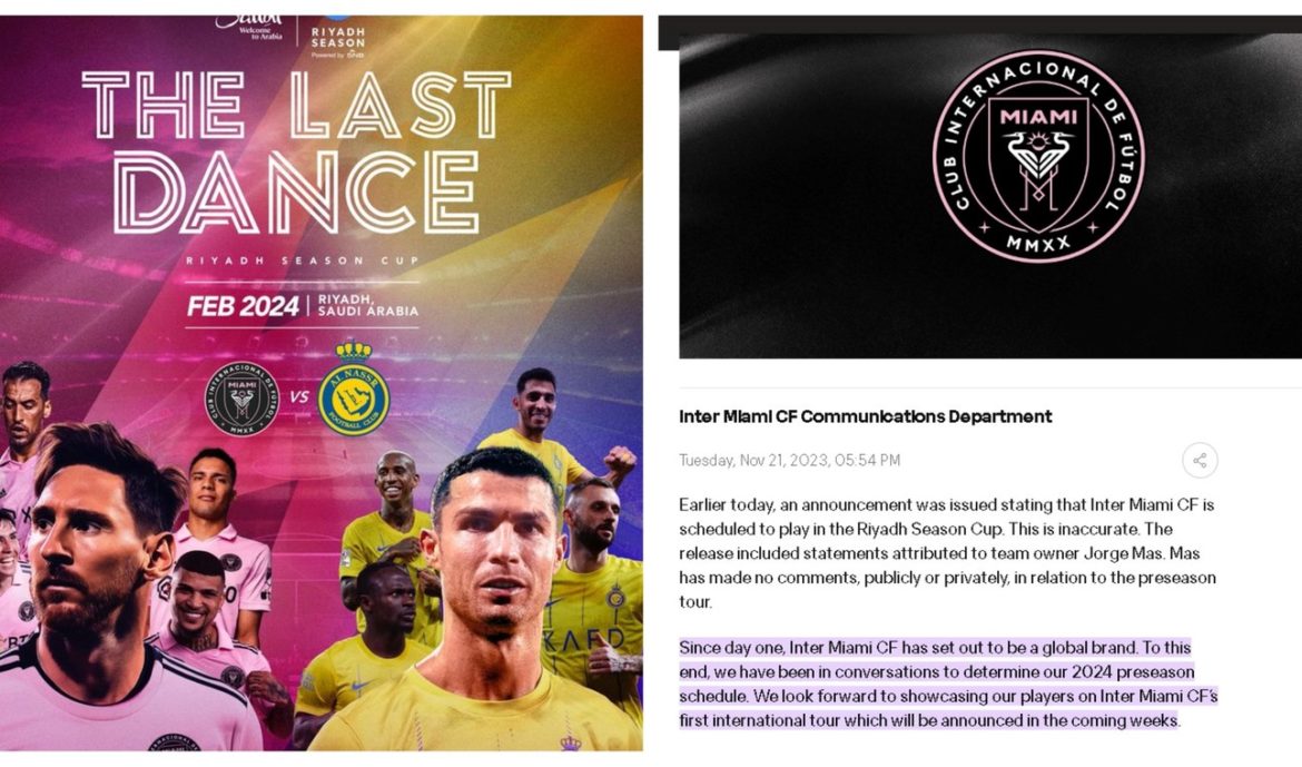 Inter Miami desmintió el amistoso con el Al Nassr de Cristiano Ronaldo