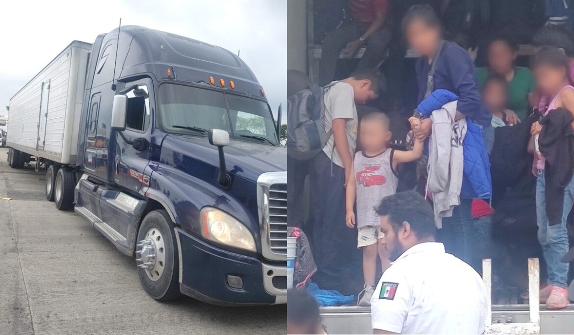 México detuvo a 215 migrantes en Veracruz tras el conductor del tráiler huir. Entre el grupo iban salvadoreños