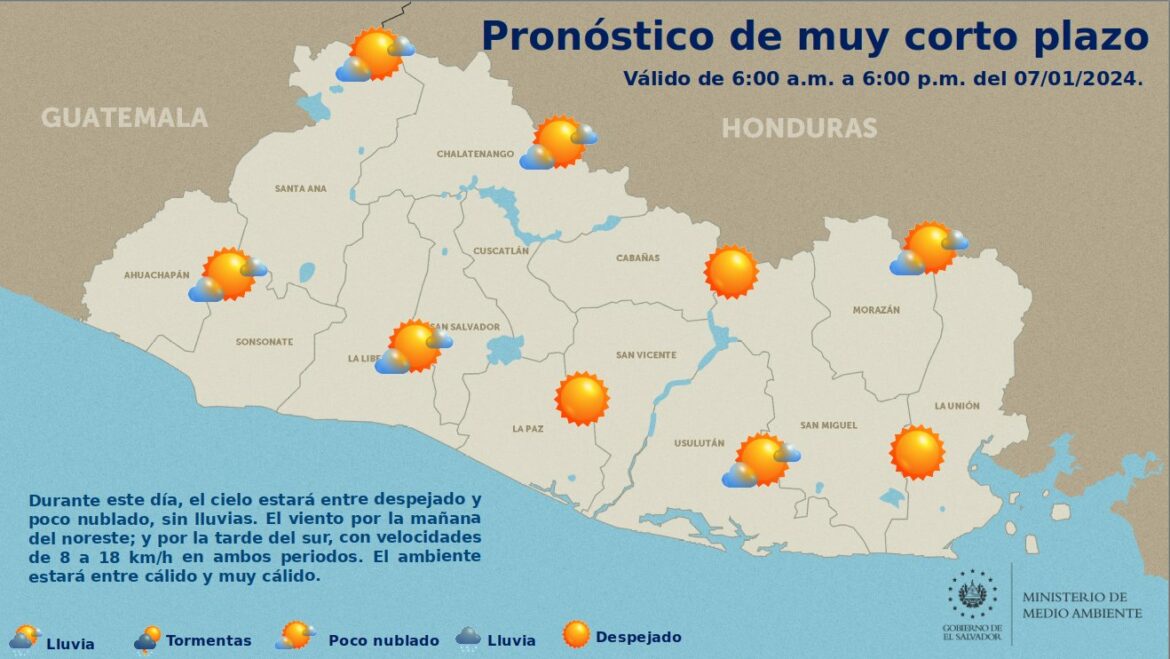 Sin lluvias, el cielo de El Salvador estará de despejado según el MARN