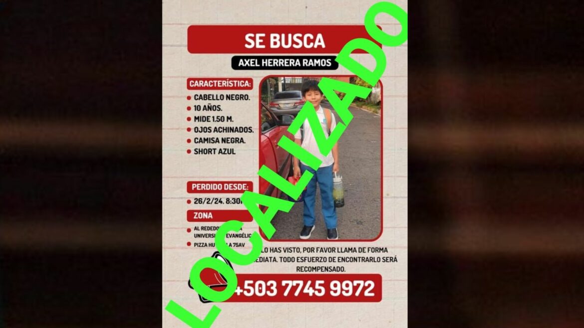 La PNC encontró al niño reportado como desaparecido. No fue víctima de ningún delito