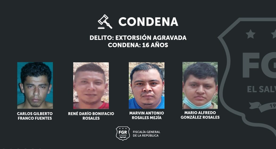 16 años de cárcel para pandilleros que extorsionaron a una persona en Cojutepeque