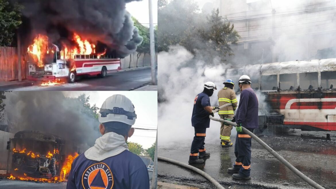 Un autobús de la R-2 se incendió en el barrio San Miguelito