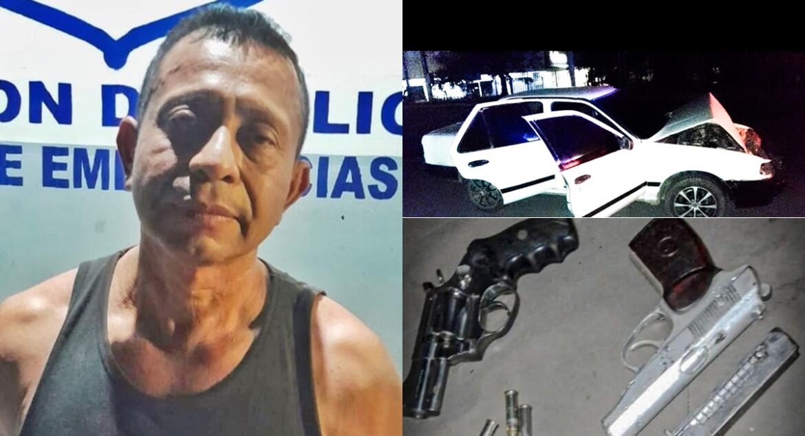 Detienen a sujeto que conducía con 255º de alcohol y le incautan dos armas