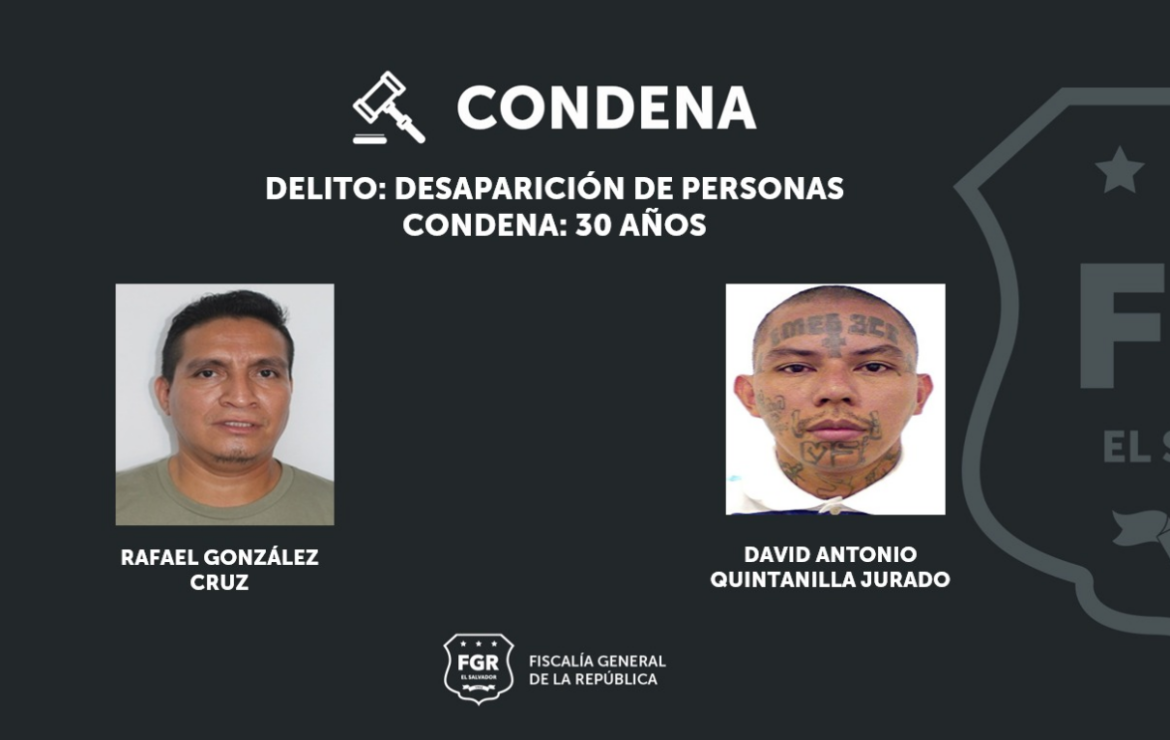 Pandilleros de la MS13 fueron sentenciados a 30 años de prisión por el delito de Desaparición de Personas