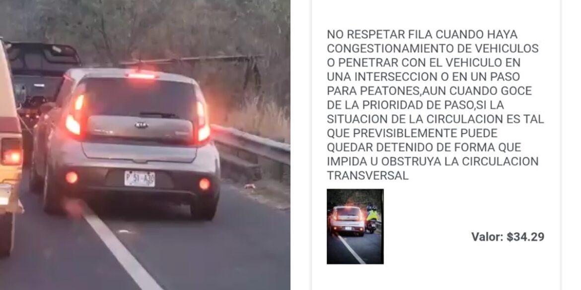 Sancionan a conductor por irrespetar fila vehicular en ctera. Panamericana