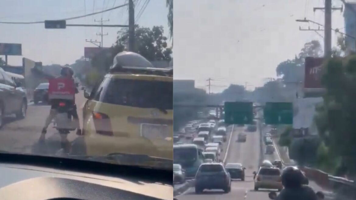 VIDEO: Conductor de vehículo se estrelló contra un microbús tras seguir a un motociclista por supuesta discusión