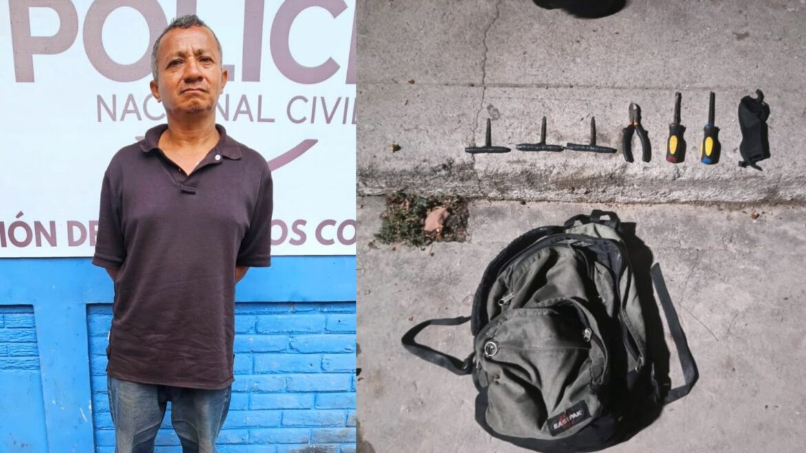 La PNC arrestó al sujeto que abrió vehículos y hurtó los equipos de sonido, en Soyapango