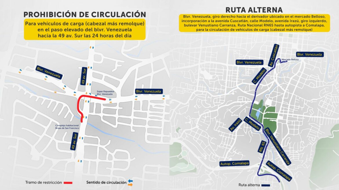 Prohíben circulación de combinaciones vehiculares sobre el bulevar Venezuela y la 49 av. Sur