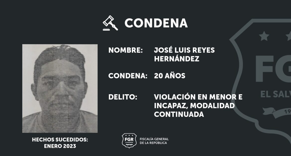 Hombre recibe condena de 20 años de cárcel por abusar de una menor de edad en Cuscatlán