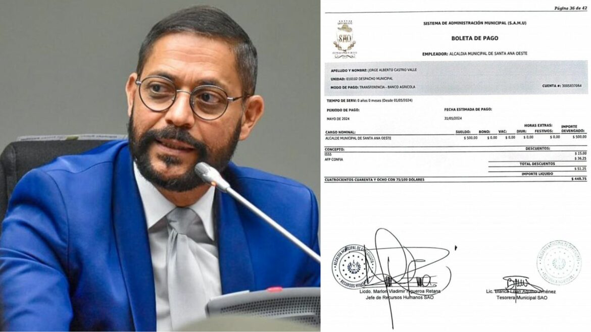 ¿Jorge Castro si recibió un salario de $500.00 en su primer pago como alcalde de Santa Ana Oeste?