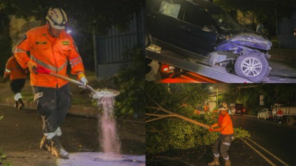 Protección Civil atendió accidente de tránsito que dejó derrame de aceite en carretera antigua a San Marcos