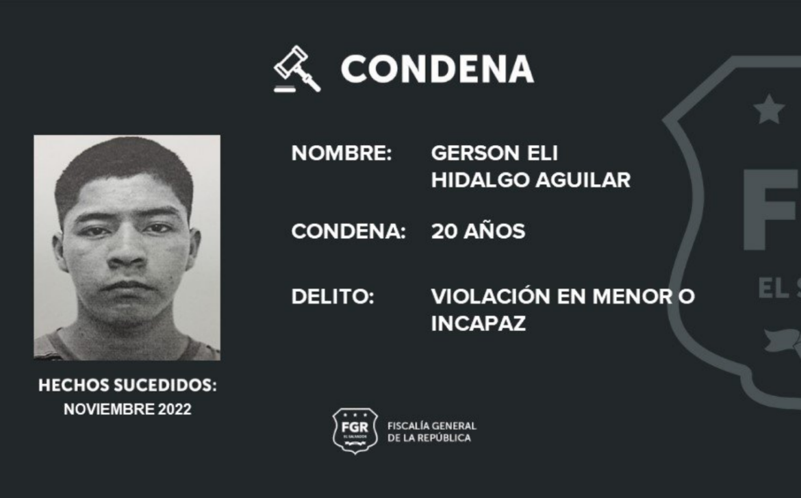Sujeto es condenado a 20 años de cárcel por violar a una menor de 12 años
