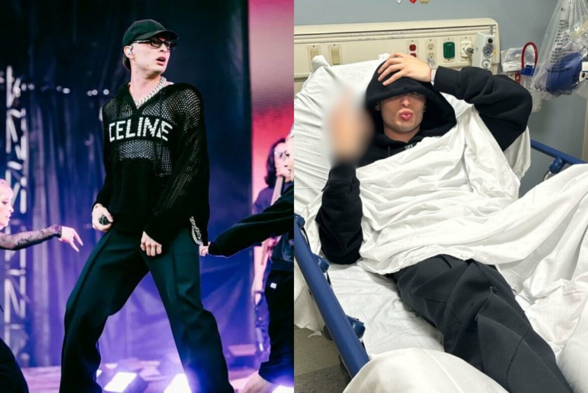 Peso Pluma se fractura un pie en medio de un concierto y acaba en el hospital