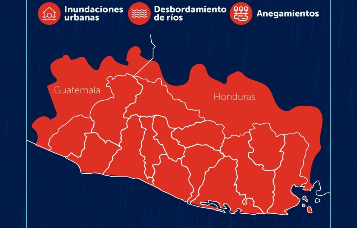 Todos los ríos tienen probabilidad de desbordamiento por la acumulación de agua en el suelo, según el MARN