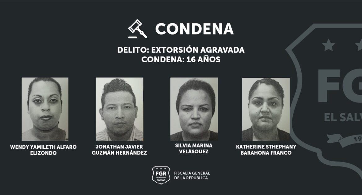Pandilleros condenados a 16 años de prisión por el delito de extorsión