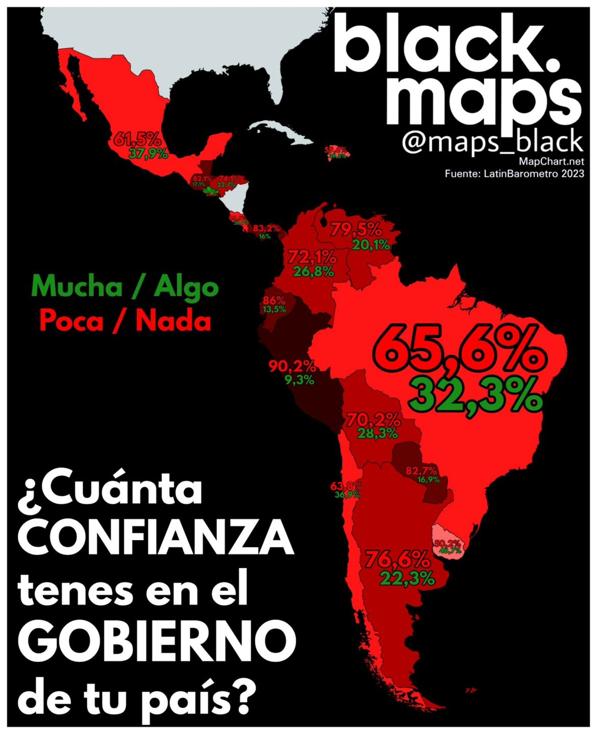 Maps Black-Latinobarómetro: El 70.2% de los salvadoreños confía en el Gobierno de Nayib Bukele