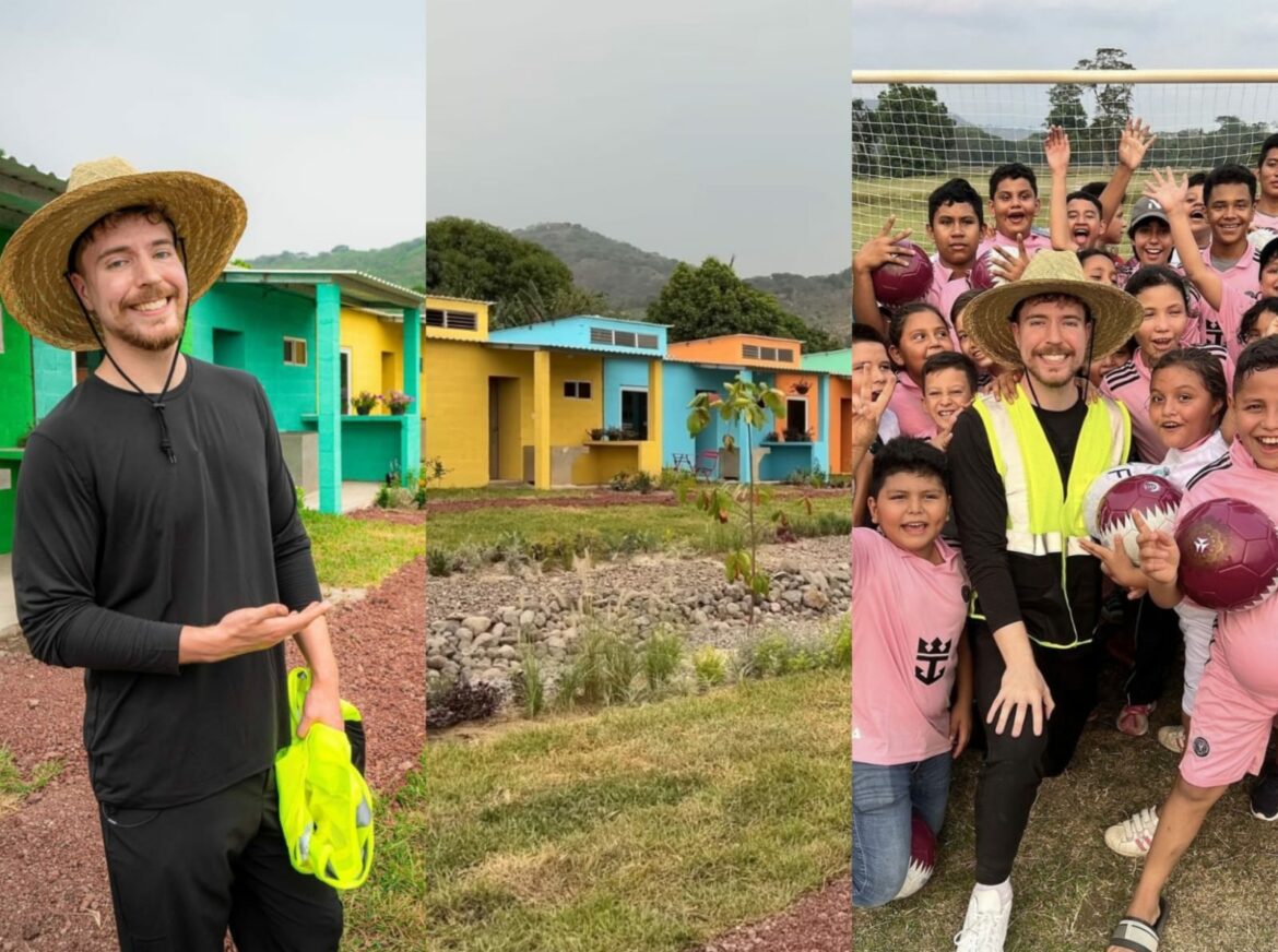 Youtuber Mr Beast construye casas y una cancha de fútbol a salvadoreños en San Vicente