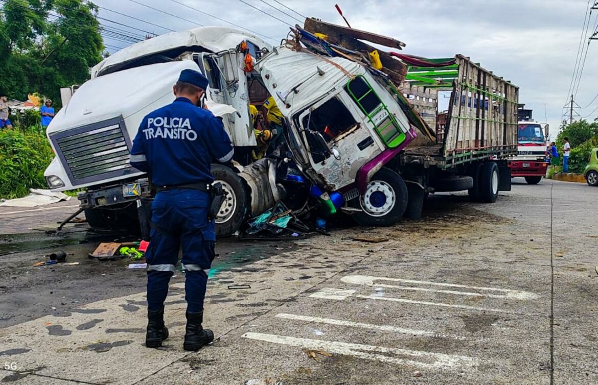 Rastra colisionó contra un camión que transportaba ganado, en carretera de Oro