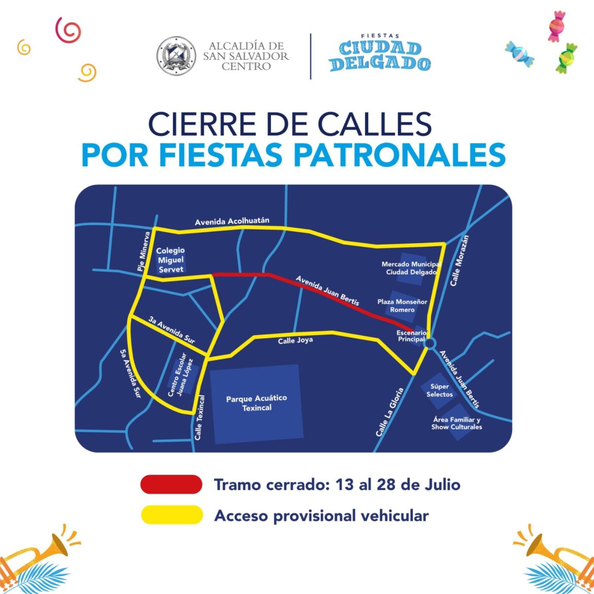 Cierre de calles y restricción del paso vehicular por fiestas patronales en Ciudad Delgado