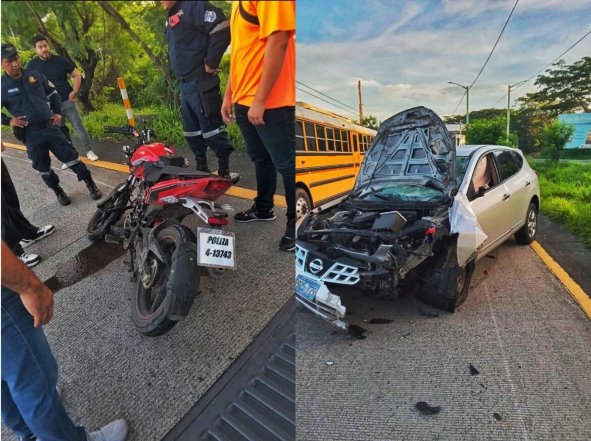 Fallece motociclista al impactar con un vehículo en la autopista a Comalapa
