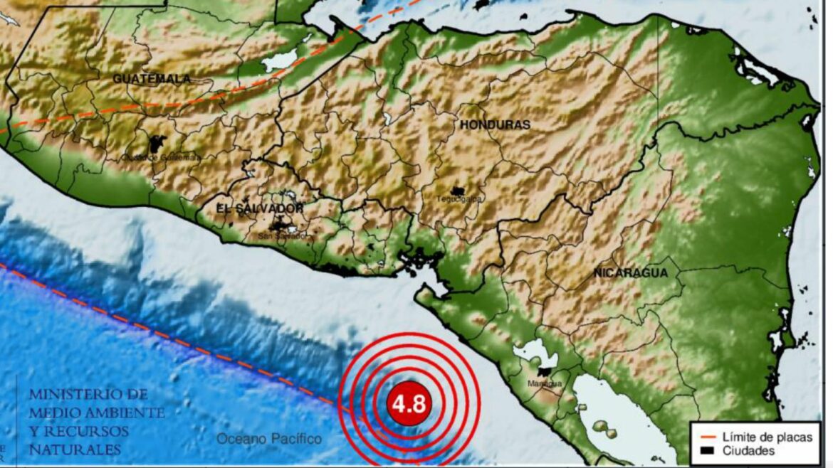 Sismo de 4.8 sacudió las costas nicaragüenses la noche de este jueves