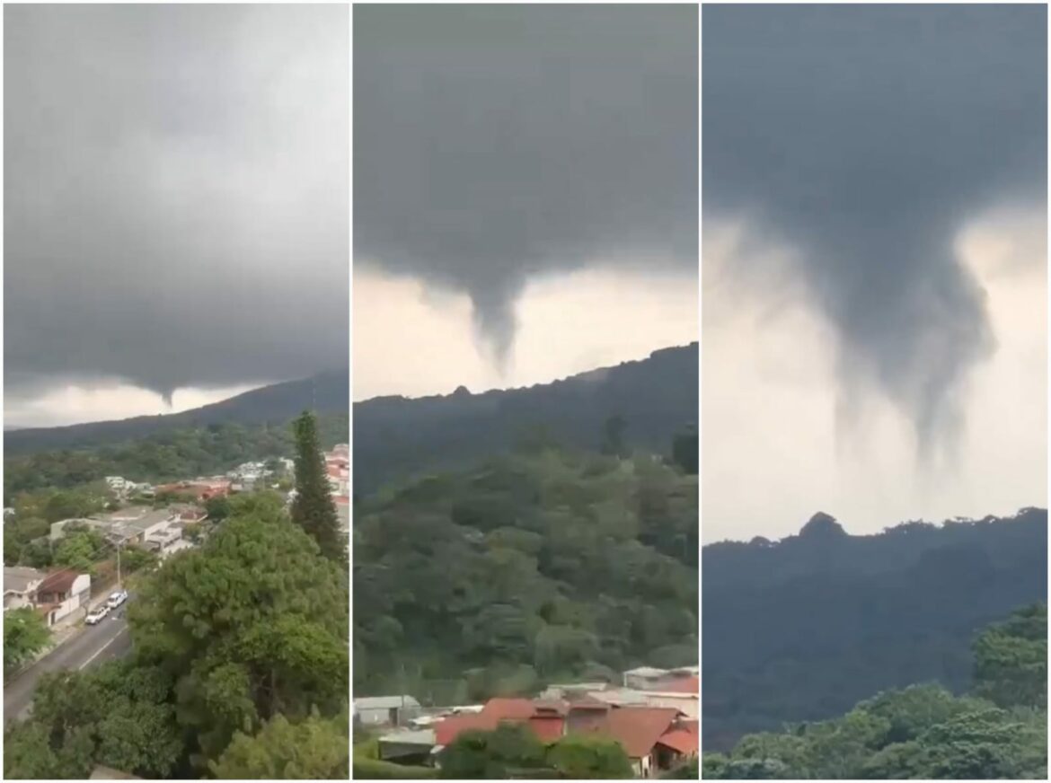 Un embudo de aire frío se formó en las faldas del volcán de San Salvador