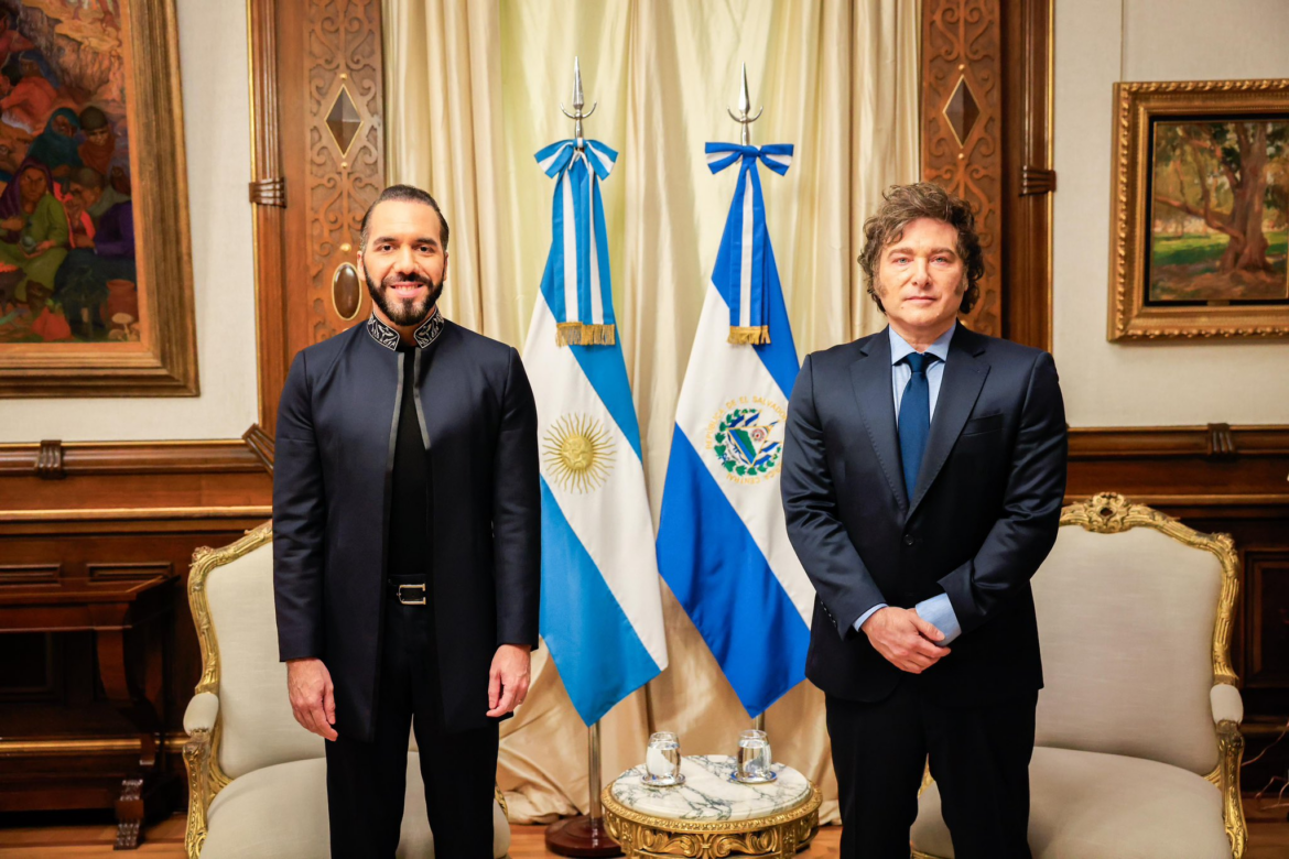 Histórico encuentro entre el presidente Nayib Bukele y su homólogo, Javier Milei, en la Casa Rosada, Argentina