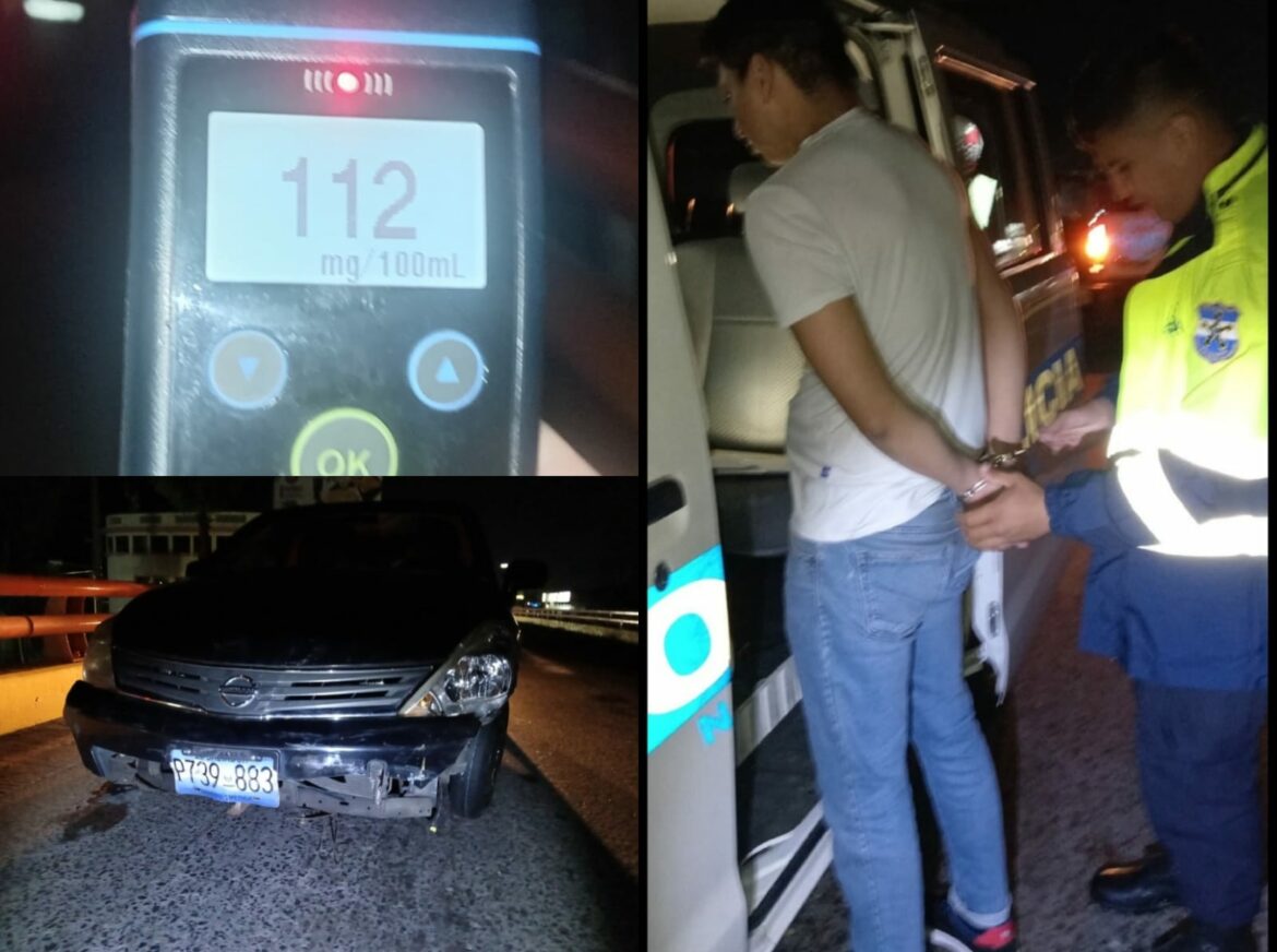 Sujeto en estado de ebriedad choca contra una pantalla de mensajería del FOVIAL