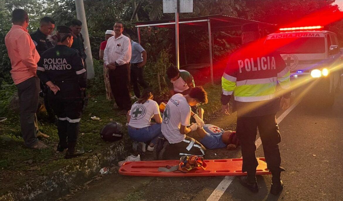 Motociclista resulta lesionado en accidente de tránsito en la carretera al Cerro Verde