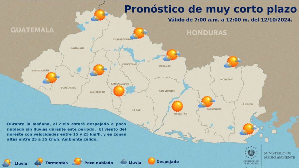 Continuará la presencia de vientos nortes para este sábado, según el pronóstico del clima