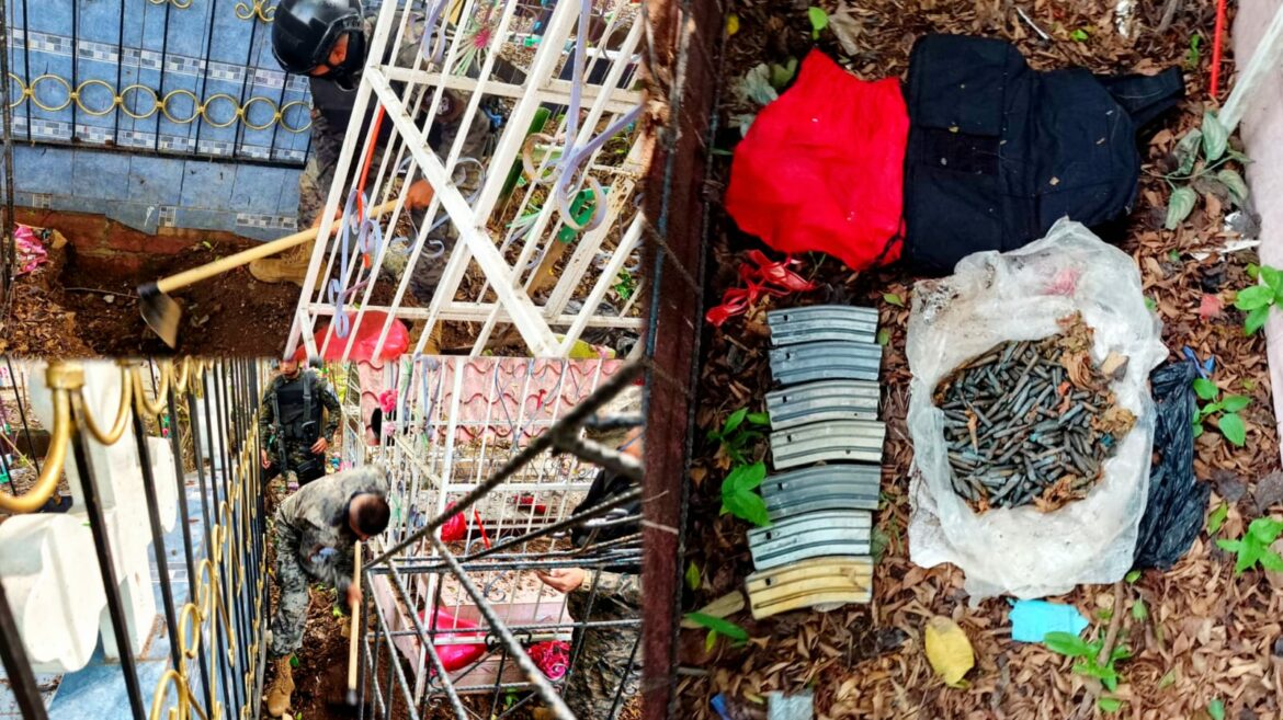 VIDEO: Descubren chaleco antibalas y cartuchos para fusil abandonados en cementerio de Acajutla