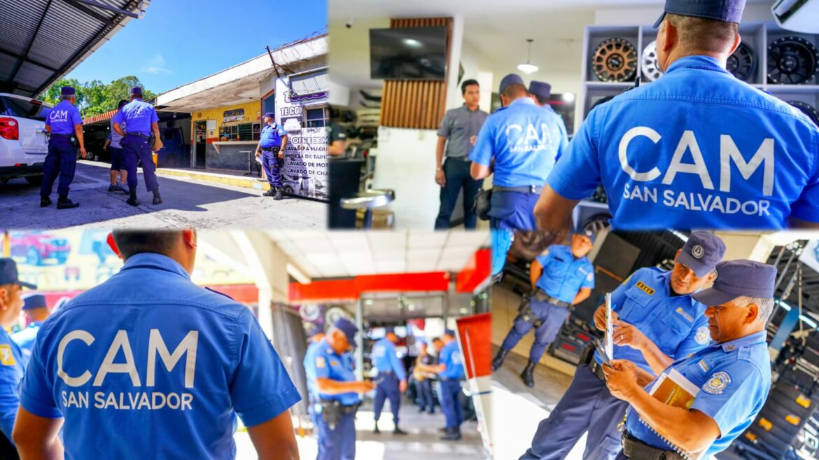 Agentes del CAM ejecutan operativo para verificar legalidad de ventas y servicios automotrices en San Salvador