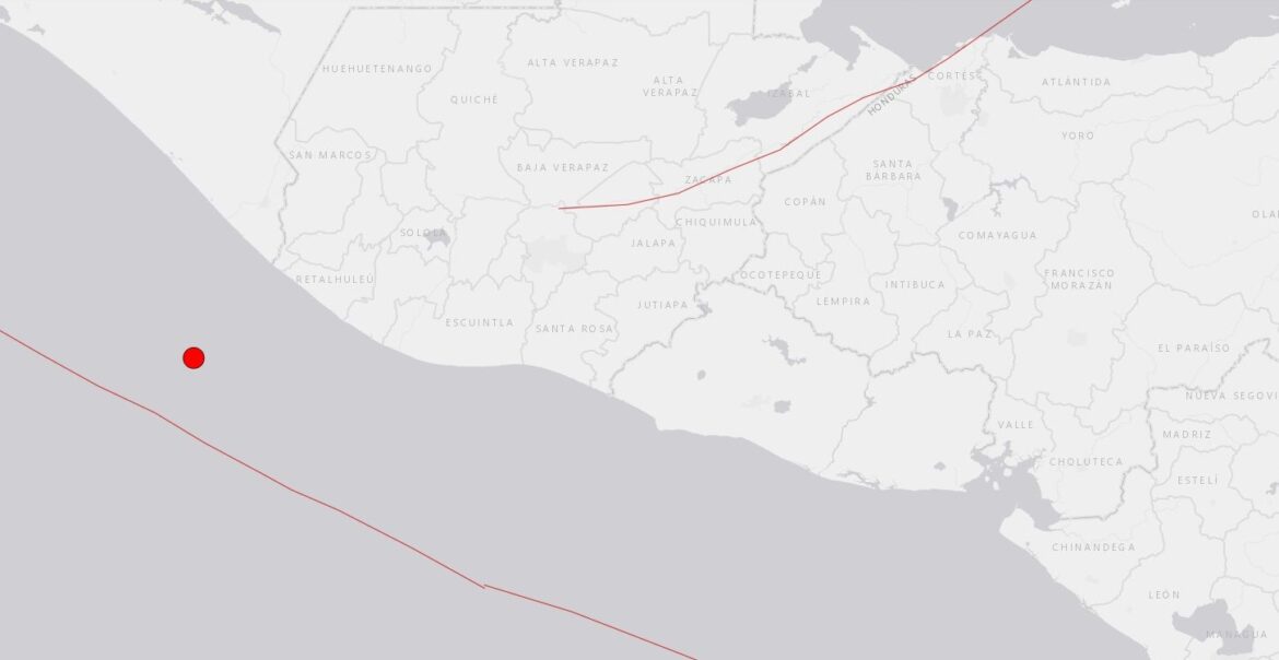 Sismo magnitud 5,8 frente a la costa de Guatemala