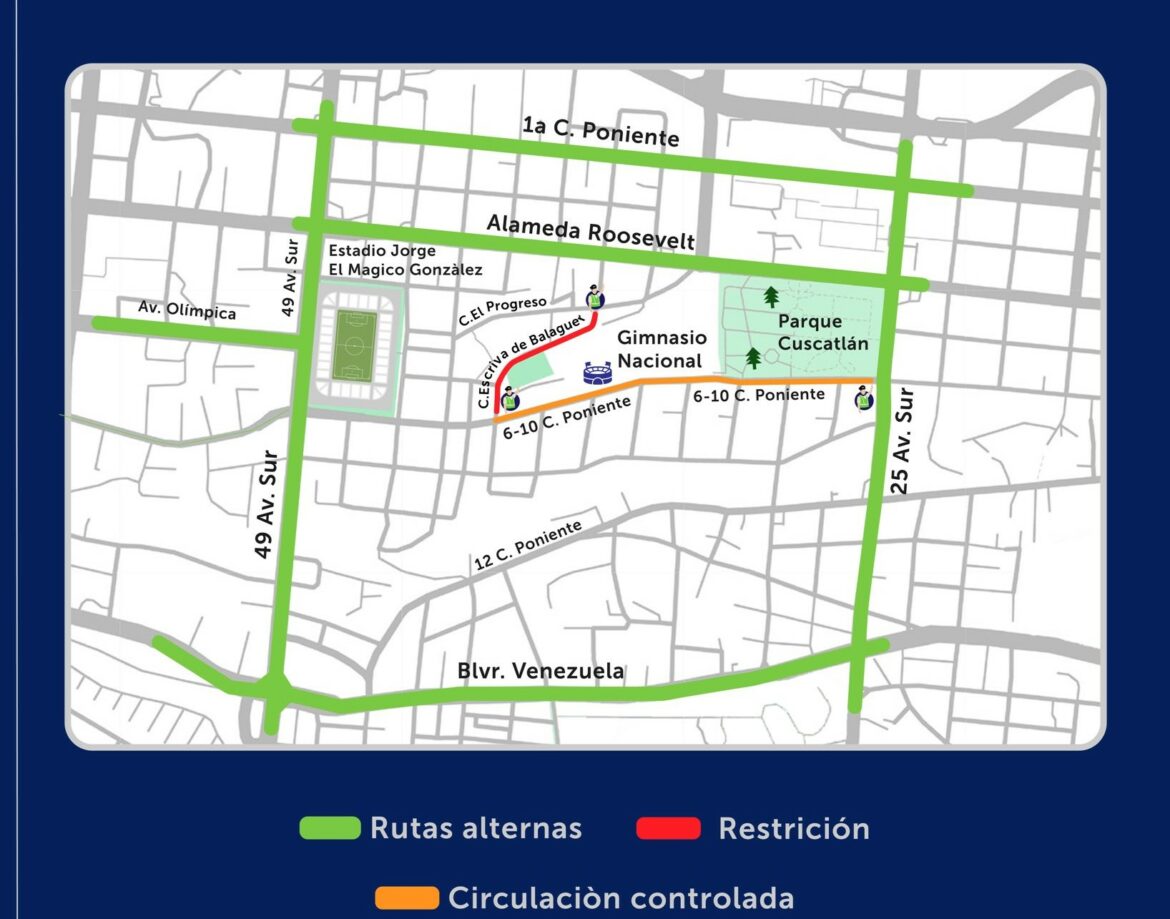 VMT anuncia restricción y control vehicular en el sector del Gimnasio Nacional José Adolfo Pineda