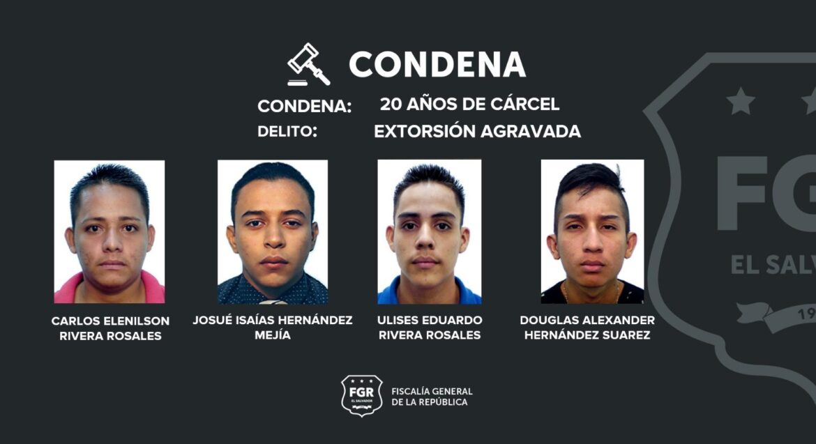 Seis pandilleros del Barrio 18 son condenados a 20 años de cárcel por extorsión