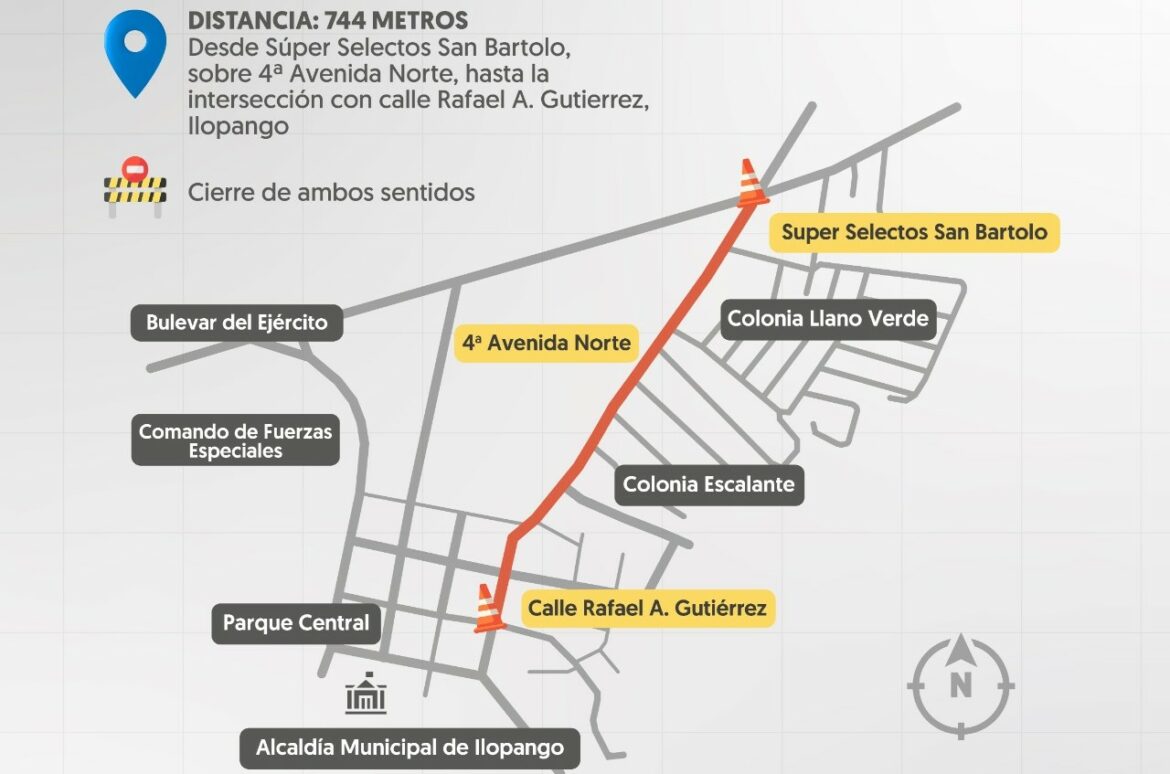 Ilopango: cierre de 744 metros de calle en ambos sentidos por instalación de tubería nueva, ¿cuál tramo?