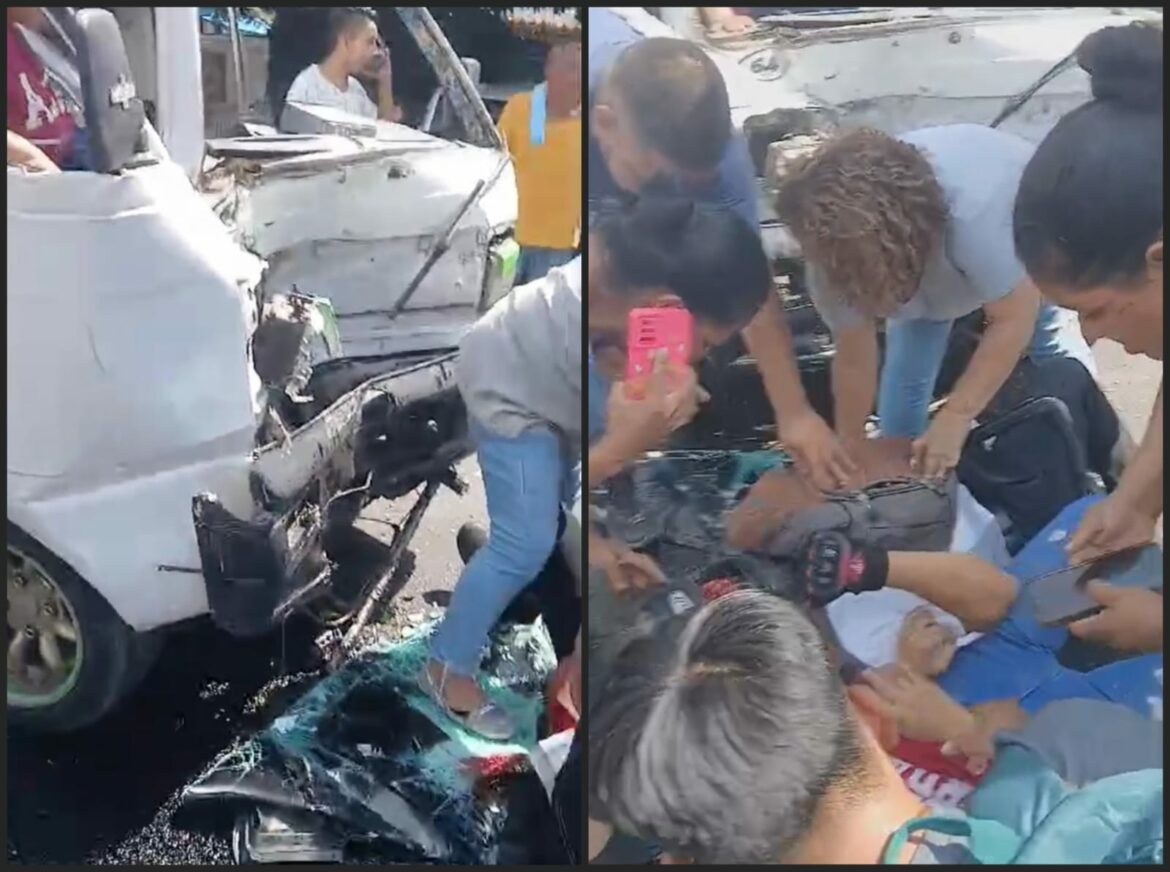 Siniestro vial deja a motociclista y acompañante con graves lesiones