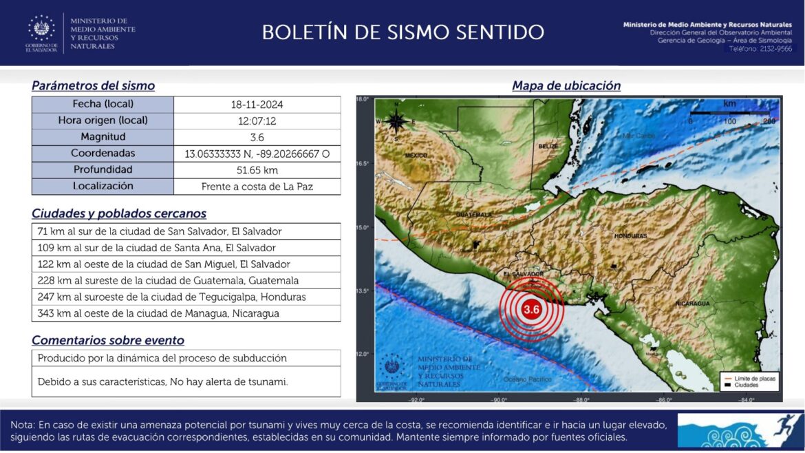 Sismo magnitud 3,6 frente a la costa de La Paz