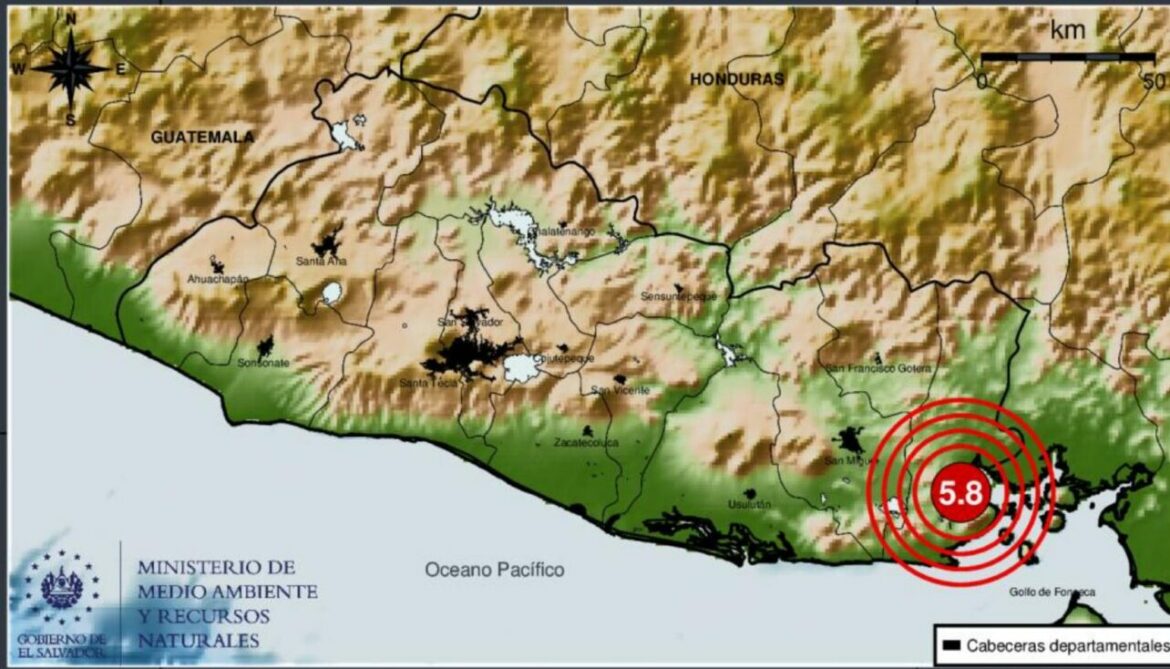 Sismo magnitud 5.8 en el distrito de Conchagua, La Unión Sur