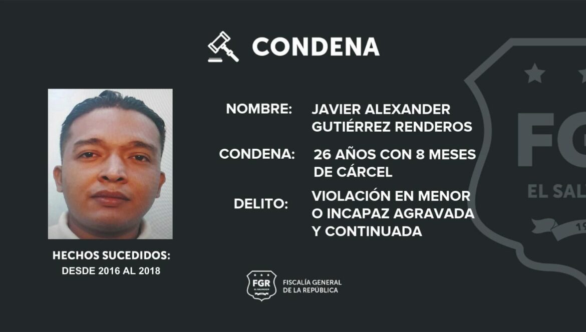 Más de 26 años de cárcel por violar en varias ocasiones a una niña en Ilopango
