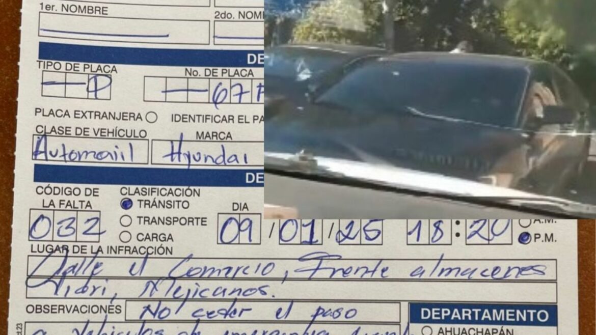 VMT sanciona a conductor por no ceder paso a vehículo de emergencia