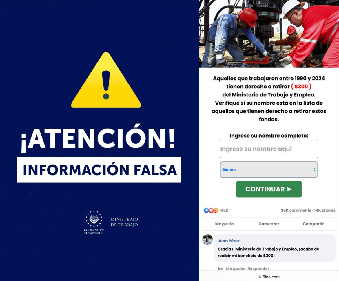 Trabajo aclara: no se está solicitando información personal a nadie ante estafa en redes sociales