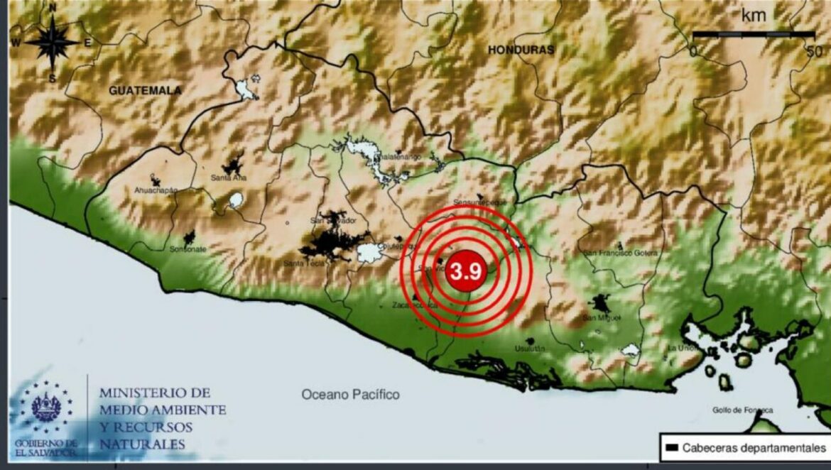 MARN registra un sismo magnitud 3.9 en San Vicente