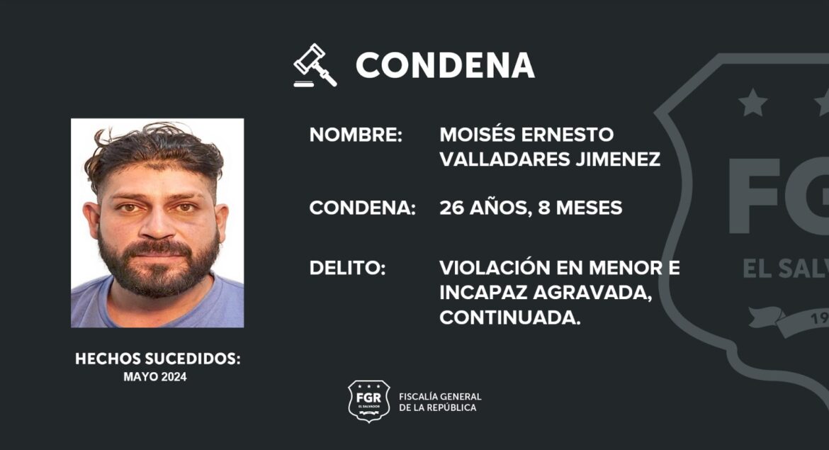 26 años de prisión a sujeto acusado por el delito de violación en menor e incapaz