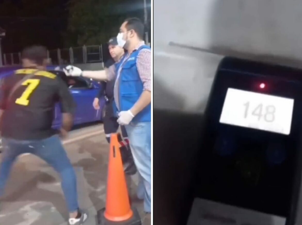 Se hace viral video de un conductor ebrio que intentó huir de las autoridades