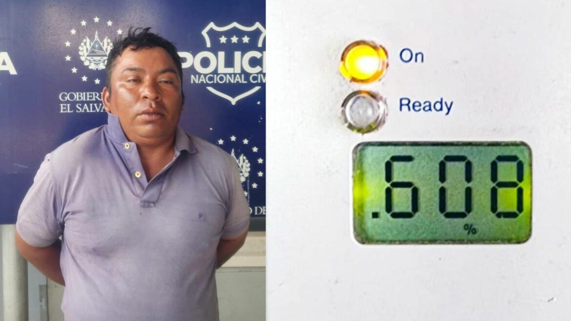 Arrestan a un hombre por conducir un vehículo con 608º de alcohol en sangre, en Ahuachapán