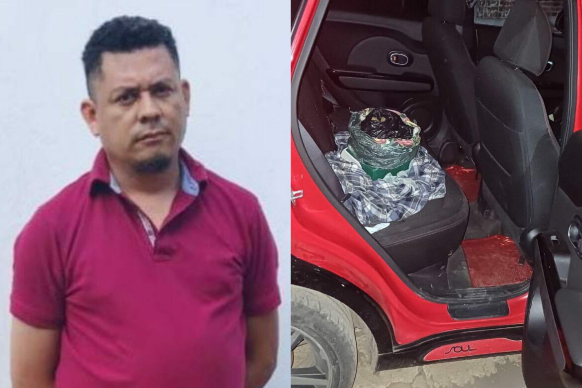 Detienen a sujeto con una bolsa grande de marihuana