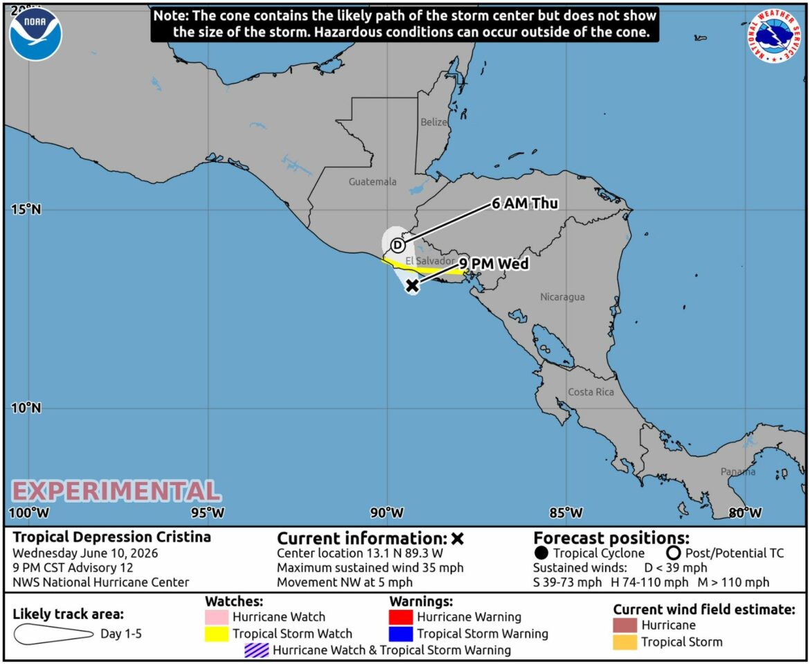 MARN alerta por incremento de lluvias este jueves ante el ingreso de Cristina a El Salvador
