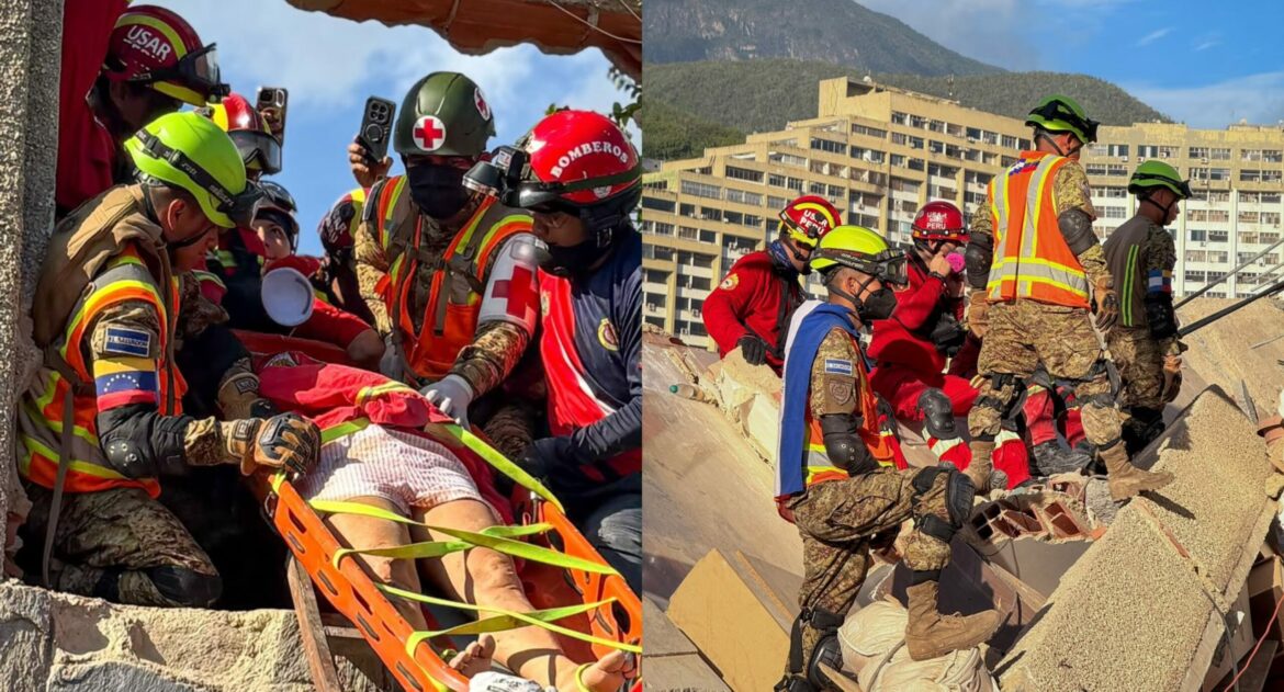Equipo USAR El Salvador rescata con vida a mujer que permaneció 86 horas bajo los escombros en Venezuela